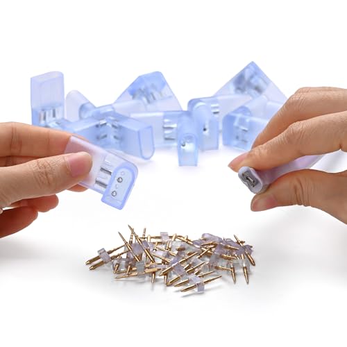 Image of Yescom 10 Sets of L Shape Corner 2 to 1 Wire Splice Connector with 2-Pin | for BiLume 2700K Sunset Glow Warm White AC110-120V LED Neon Rope Lights