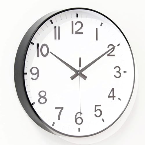 Image of Rylan Plastic Digital Wall Clock 12 inch Silent Quartz Decorative Non-Ticking Classic Clock Battery Operated Round Easy to Read for Room /Home /Kitchen /Bedroom /Office /School (White Black)'