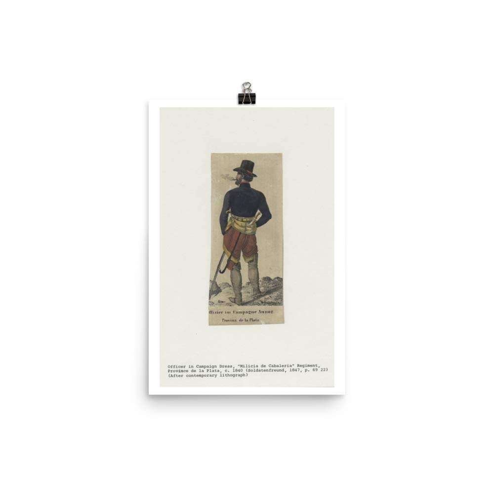 Póster vintage de Argentina de 1840, cartel antiguo de oficial militar argentino de 12 x 18