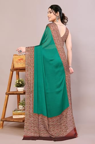Image of MIRCHI FASHION Saree for Woman Chiffon Madhubani Print | Breathable Comfortable Printed Saree for Office and Regular Use (Available in 15 Designs)