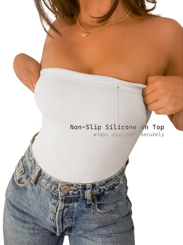 Women's Strapless Tube Bodysuit Double Lined Slim Fit Backless Thong Bodysuits Tops3