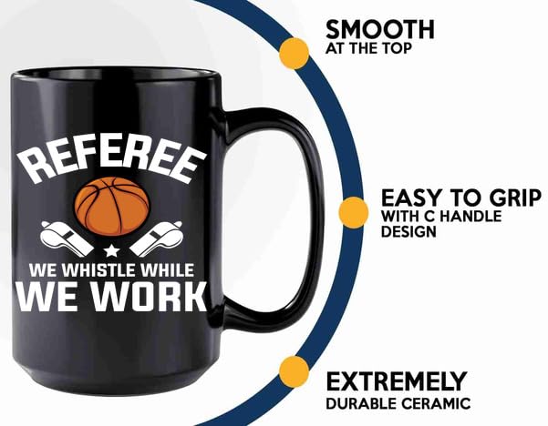 Taza de café para árbitro de baloncesto 15oz negra miniatura 5
