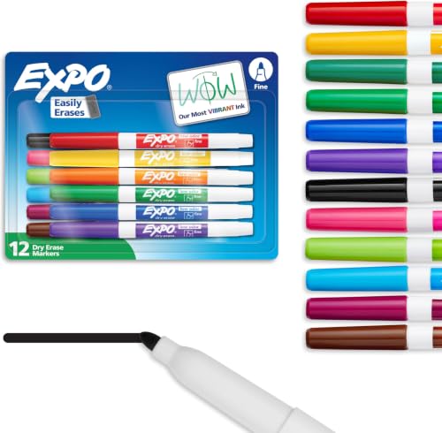 Image of EXPO Dry Erase Markers, Low Odor Ink, Assorted Colors, Fine Tip,Back to School, Teacher, Classroom, Office Supplies (Pack of 96)