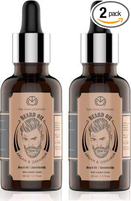 The Man Company Beard Growth Oil For Men | Argan and Geranium 100% Natural Oils | Nourishes , Smooth and Shiny Beard | Frizz Free Soft Hair | 30ml *2