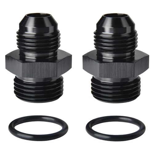 Podavelle 8AN Male Flare to 10AN ORB O-ring Boss Fuel Pump Rail Adapter Fitting Aluminum Black, Pack of 2 by Podavelle - Used condition - US$15.17