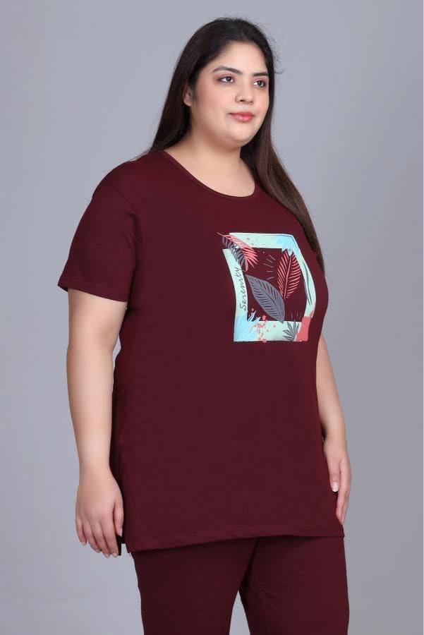 Image of In Love Women's Plus Size Longline T-Shirt with Side Pocket, 3 /4 Sleeve, Crew Neck