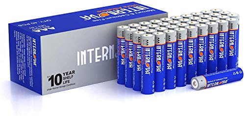 INTERNOVA® AAA Batteries 40 Pack - High-Performance Alkaline Triple A Batteries for Devices & Emergency Gear, 10-Year Shelf Life (40 Count)