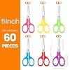 BURVAGY 60Pack 5" Small School Student Blunt Craft Kids Scissors, Sharp Stainless Steel Blades Safety Comfort Grip Scissors for Kids Children Cutting Paper, 5Inch #1