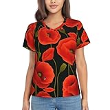 Composition du matériau : fabriqués à partir de 95 % de polyester et 5 % d'élasthanne, ces t-shirts à imprimé fleurs de coquelicot offrent un tissu doux, extensible et respirant qui assure un confort tout au long de la journée