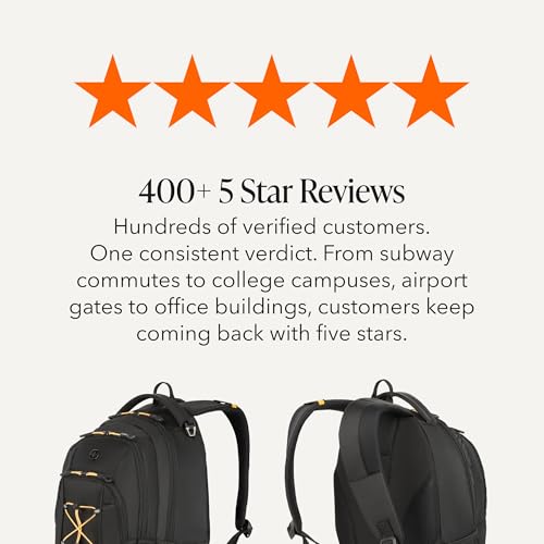 Image of SWISSGEAR Bungee Core Laptop Backpack, Fits Most 13-Inch Laptops, Airflow Back Panel, Reflective Accents, and Bungee Cord System, Black, 26L, 17.25-Inch