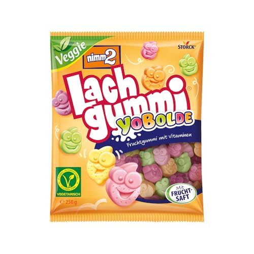 nimm2 Lachgummi Yobolde – 1 x 250g – Vegetarisches Fruchtgummi mit Fruchtsaft, Vitaminen und Joghurt