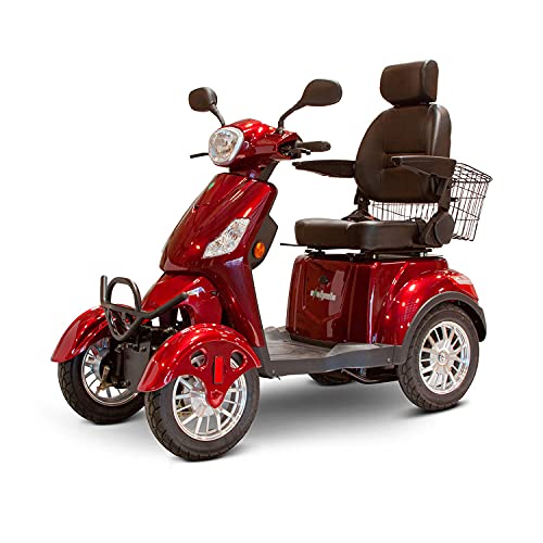 Ewheels Ew-46 4 Wheel Bariatric 3 Speed Travel Electric Battery Powered Medical Mobility Recreational Scooter With Adjustable Seat And Rear Basket Red #TOP2