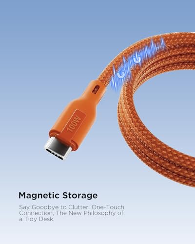 Image of Philips 100W Fast Charging USB C to USB C Cable, 1 Meter Magnetic Nylon Braided Type C to Type C Cable for Phones, Laptop, C to C Cable 480Mbps Data Sync, Coral Reef
