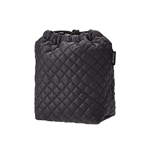 Etsumi VE-5305 Quilted Pouch II, Drawstring Bag, M, Black, Made in Japan