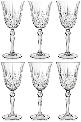 Barski Wine Glass - Goblet - Red Wine - White Wine - Water Glass - Stemmed Glasses - Set of 6 Goblets - Crystal like Glass - 7 oz. Beautifully Cut Designed Made in Europe