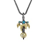 Cherbijou Dragon Sword Necklace Cool Dragon Pendant for Men Copper Punk Dragon Wing Necklace Black Sword and Gloden Dragon Cross Pendant Birthstone Necklace for Boys