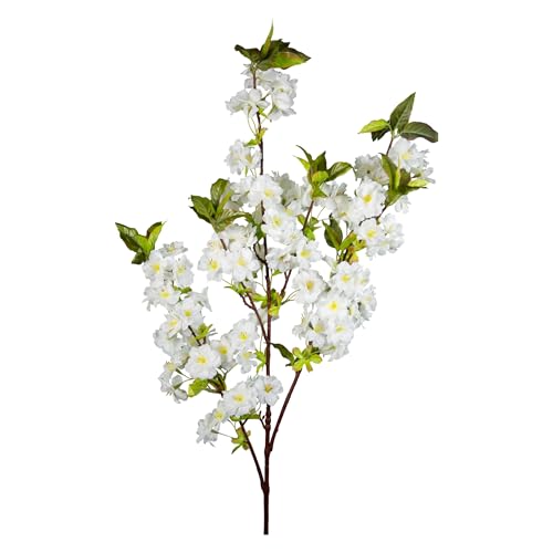Kirschblütenzweig 105cm weiß ZF Kunstblumen Seidenblumen künstliche Kirschblüten Zweige Blumen