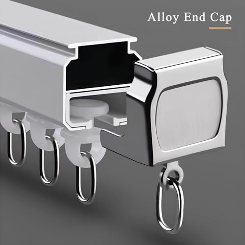 Sliding Ceiling Curtain Rod | 1.6-19.6 Ft Adjustable Rail Track | Silent Pulleys Drapery System for Apartments, Studios, Open Spaces (85cm/2.79ft)