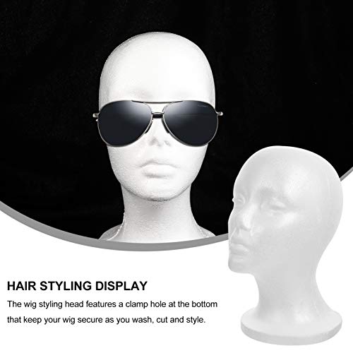 Lurrose 2 Peças de Cabeça de Manequim Feminino Careca Cabeça de Isopor Chapéus Perucas Apliques Supo