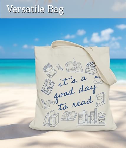 Image of Book Lovers Gifts Tote Bag for Bookish Readers, Aesthetic Book Tote Bag for Librarian, Medium Size with Inner Pocket