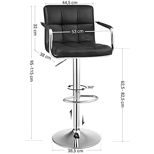 SONGMICS 2 x Barhocker Barstuhl Hocker Tresenhocker mit Lehne Schwarz - 3