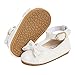 Baby Girl 's PU Toddler Shoes Fashion Solid Color Bow Rubber Sole Casual Shoes Headband Set (White, 0-6 Months)