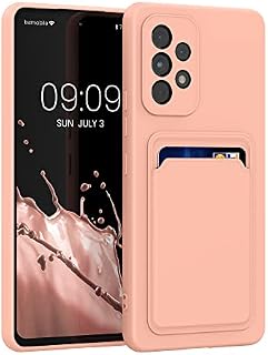 kwmobile Case Compatible with Samsung Galaxy A53 5G - Soft TPU Phone Cover with Credit Card Holder Slot on Back - Grapefruit Pink