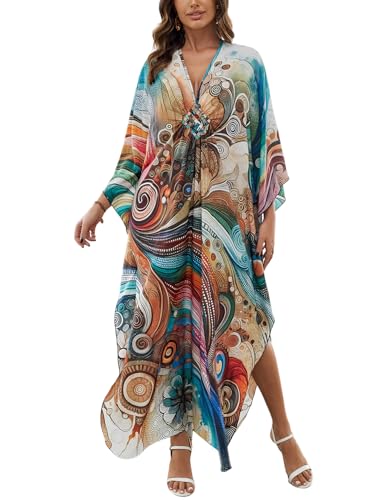 KECVOT Kaftan Dresses for Women Plus Size Batwing Sleeve Caftans