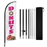 FSFLAG Donuts-Federflagge mit Fahnenmast-Set und Erdspieß, 2,5 m Donuts, windstill, Banner, Schild, Geschäft für Außenwerbung