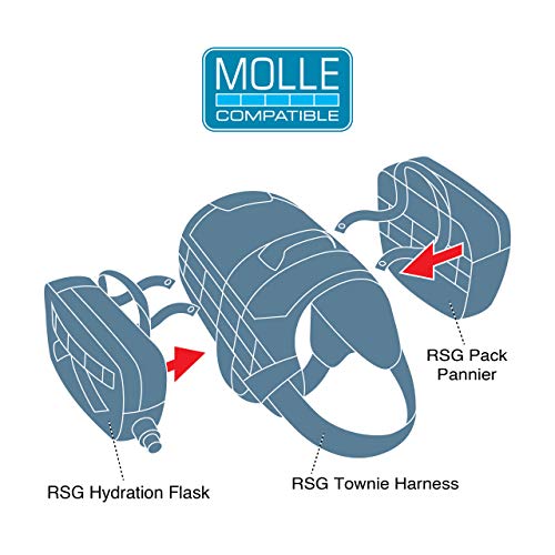 Kurgo RSG, Wasserflasche für Hunde, abnehmbare Tasche, kompatibel mit MOLLE, Befestigung für Diensthundegeschirr, Blau