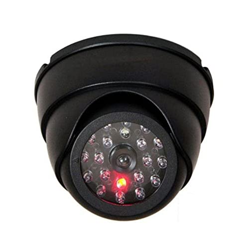 ダミーカメラ 監視 カメラ偽物のカメラ屋外屋内ドームカメラ点滅する赤いLEDライトを使って 家庭用、屋外用、屋内用、ビジネス用、黒