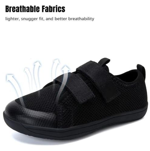 WateLves Toddler Little Kid Wide Barefoot The First Walking Shoes Girls Boys Breathable Lightweight Splay Naturally Minimalist Sneakers(Black,22) 6