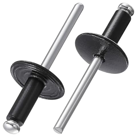 Wensilon(150 pcs) 3/16 * 5/8" Large Cap Open End Black Aluminum Blind Rivets,5 * 16 Blind Rivet Cover