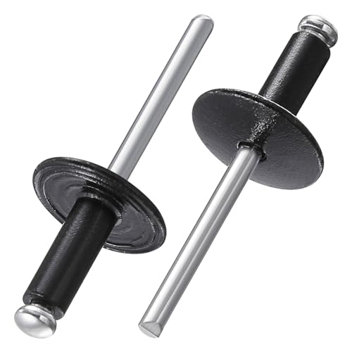 Image of Wensilon(300pcs) 1 /8 * 1 /2 inch Large Cap Open End Black Aluminum Blind Rivets,3.2 * 13 Blind Rivet