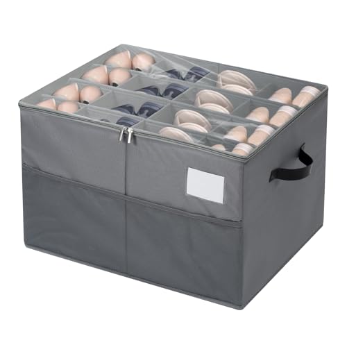 Brysalis Boite Rangement Chaussure, Convient à 16 Paires, Organisateur Chaussures pour le Placard, Rangement pour Chaussures Pliable, Grandes Boîte à Chaussures avec Couvercle Transparent