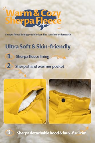 Image of CREATMO US Boy's Sherpa Long Parka Winter Coat Thicken Water Repellent Puffer Jacket With Removable Faux Fur Hood