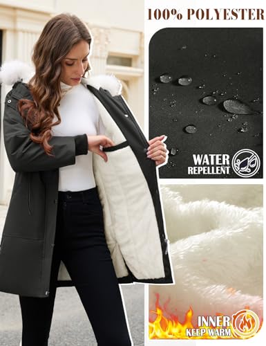 UMIPUBO Damen Winter Mantel Warmer Parka Lang Winterjacke Mit Kapuze Women’s Elegant Mantel Thermo Jacken