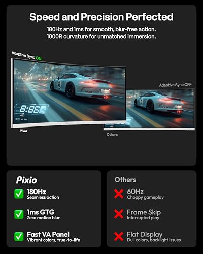 Image of Pixio PXC348C Neo White 34 inch 180Hz Refresh Rate UWQHD 1440p Ultrawide Resolution 1000R Curve Fast VA Panel 1ms Response Time USB-C Displayport 65W Charging Adaptive Sync HDR Curved Gaming Monitor