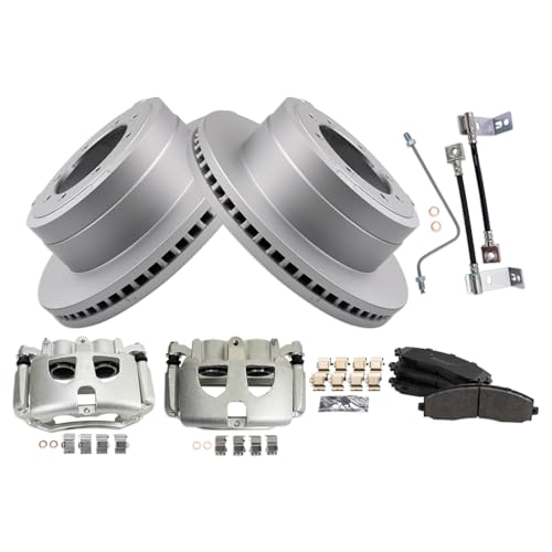 Image of TRQ Brake Pad & Rotor Kit Semi-Metallic Compatible with 2017-2019 Ford F-350 Super Duty