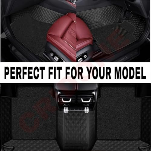 Image of Premium 7D Car Mat for Mahindra BE 6e (Model : 2024-2026) || Luxury Leather Dual-Stitch Full Set 7D Floor Mats || Color : Black with Black Grass (Design-1)