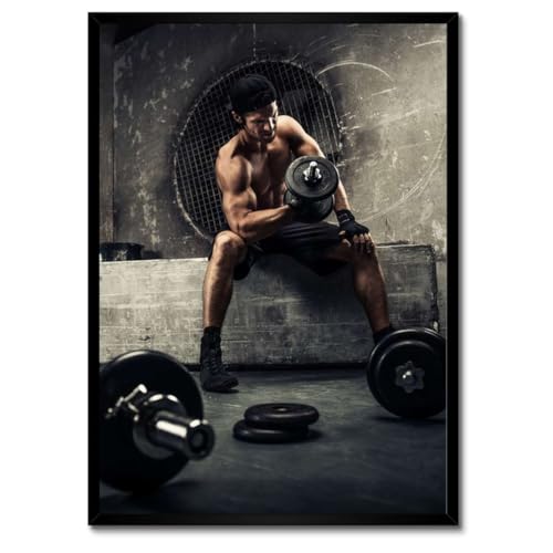 Poster Home Gym cadre blanc 50x70 : décoration murale de fitness pour salle de sport