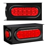 RUNHWEE 2PCS Steel Trailer Light Boxes Housing Kit w/6" Oval Red 10 Led Trailer Tail Lights with Reverse &amp; 2" Round Red 4 Led Round Side Marker Lights,Included Grommets Wire Connectors