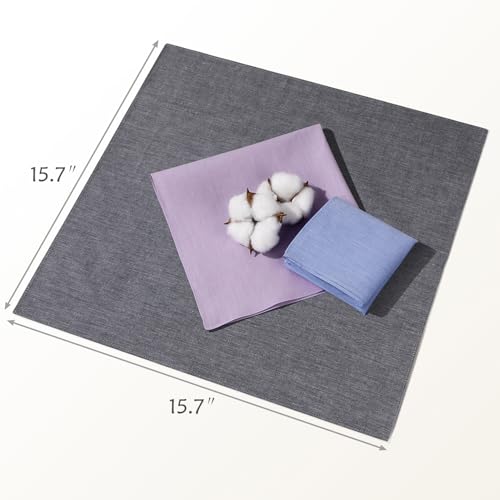 Image of HOULIFE Men's Cotton Handkerchiefs, Solid Color 60S Soft Cotton Hankies for Men Women 6 /12PCS 15.7 inchx15.7 inch