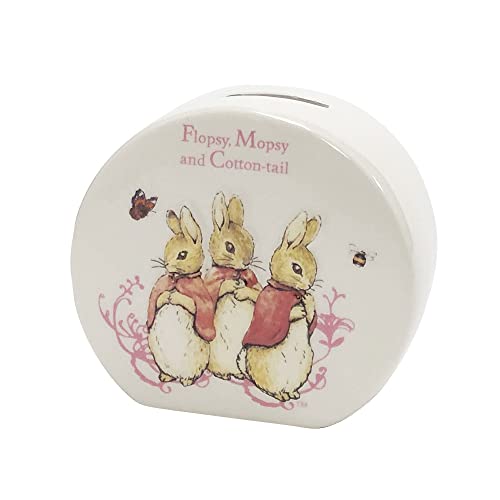 Beatrix Potter A26696 Flopsy Mopsy and Cotton Tail Money Bank, White