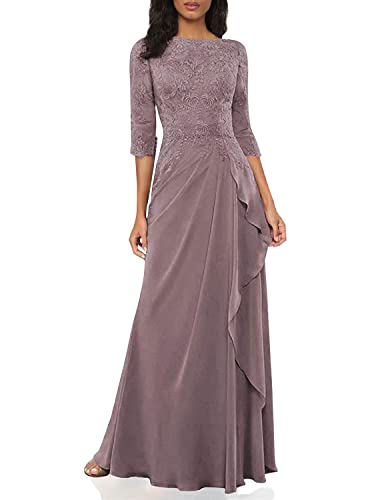Mother Of The Bride Dress Long Evening Formal Dress 3/4 Sleeve Lace Mauve 20W #TOP1