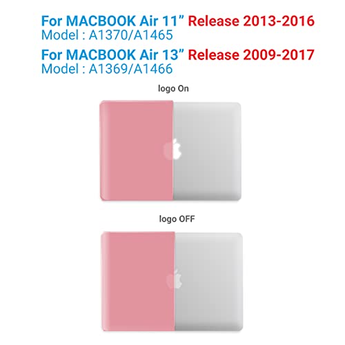 Ibenzer Compatible With Old Version Macbook Air 13 Inch Case (2010-2017 Release). Models: A1466 / A1369, Plastic Hard Shell Case With Keyboard Cover For Mac Air 13, Pink, A13Pk+1A #TOP2