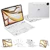 Uminy Keyboard Case for 12.9 inch iPad Pro 6/5/4/3rd Gen & 13 inch iPad Air (2025 M3, 2024 M2) Wireless Keyboard with Trackpad 7 Color Backlit, Transparent Protective Cover with Pencil Holder (White)