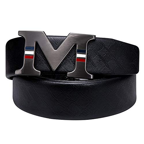 Image of Dubulle Designer Men's Belts, Ratchet Leather Sliding Buckle Dress Belt | 1 3 /8 inch(3.5cm) Genuine Leather Adjustable Strap, Automatic Ratcheting Buckles, Gift‑Boxed, Trim to Fit, for Business Casual