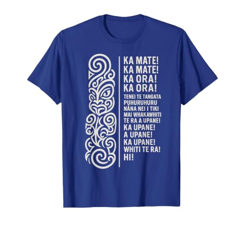New Zealand Maori Haka Ka Mate Song Rugby T-Shirt, Men, Royal Blue, 3X-Large