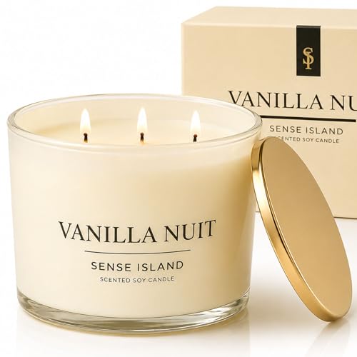 Luxury Vanilla Soy Candles Large 3 Wick Jar Candle for Home